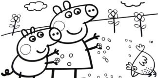 Tata i świnka karmią ptaszki tata i świnka karmią ptaszki kolorowanka online