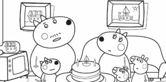 Urodziny w domu świnek urodziny w domu świnek kolorowanka online