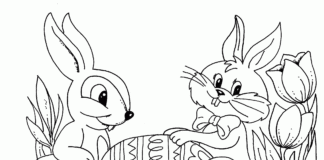 Zajączki dekorują jajka malowanie pisanek kolorowanka online