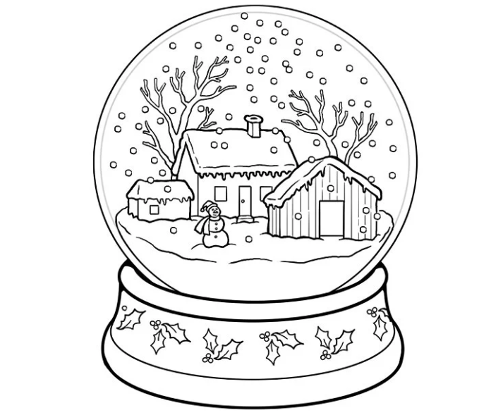 zimowa kula śnieżna kolorowanka do druku