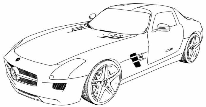 kolorowanka mercedes SLS AMG sportowy do druku