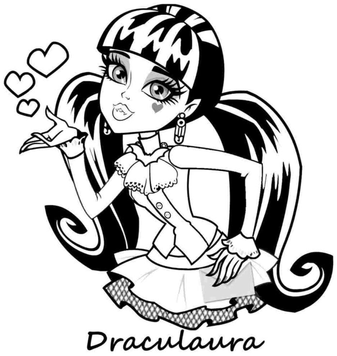 kolorowanka monster high Draculaura do druku online dla dziewczyn