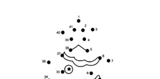kolorowanka połącz kropki choinka i kolorowanka do druku