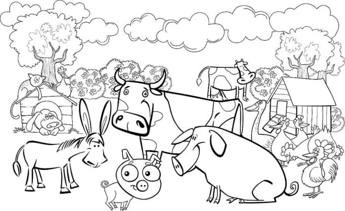 Kolorowanka online Wiejskie zwierzęta