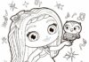 Dziewczynka i Sowa z bajki Kolorowanka online Dziewczynka i Sowa z bajki