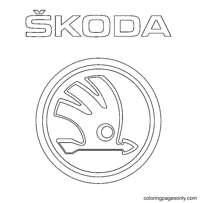 Kolorowanka online Logo marki Skoda