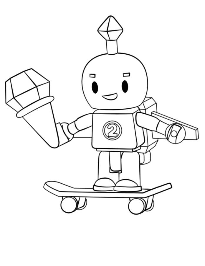 Kolorowanka online Roblox robot na deskorolce