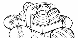 kolorowanka online koszyk z jajkami na wielkanoc