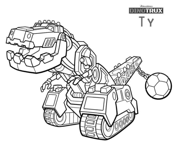 Kolorowanka Bajka Dinotrux dla dzieci obrazek do wydruku