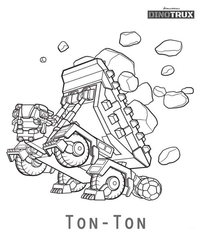 Kolorowanka Dinotrux z bajki dla dzieci do wydruku
