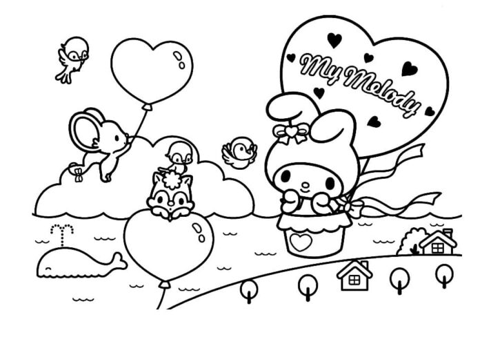 Kolorowanka online My Melody i balon