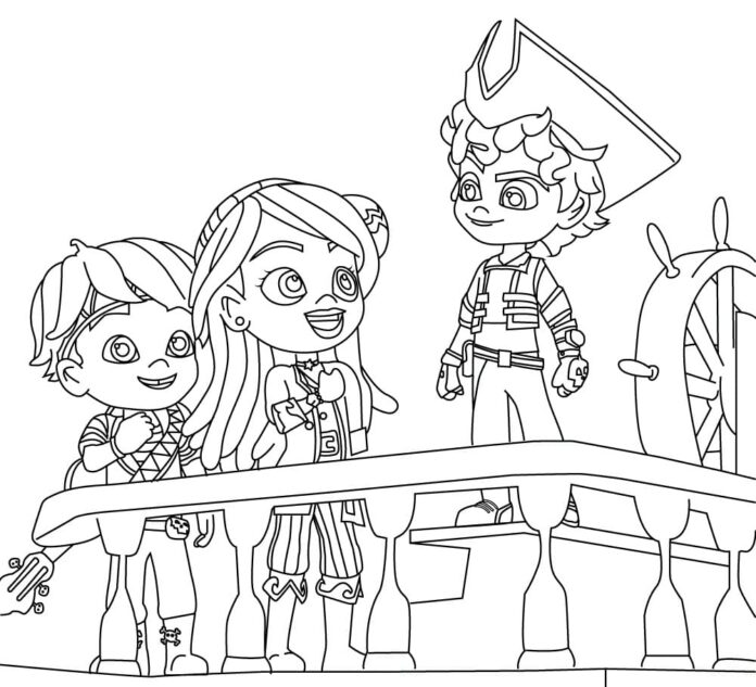 Kolorowanka Bohaterowie bajki Santiago z mórz do druku