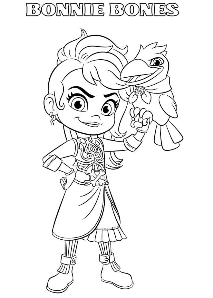 Kolorowanka Bonnie Bones z krukiem do druku