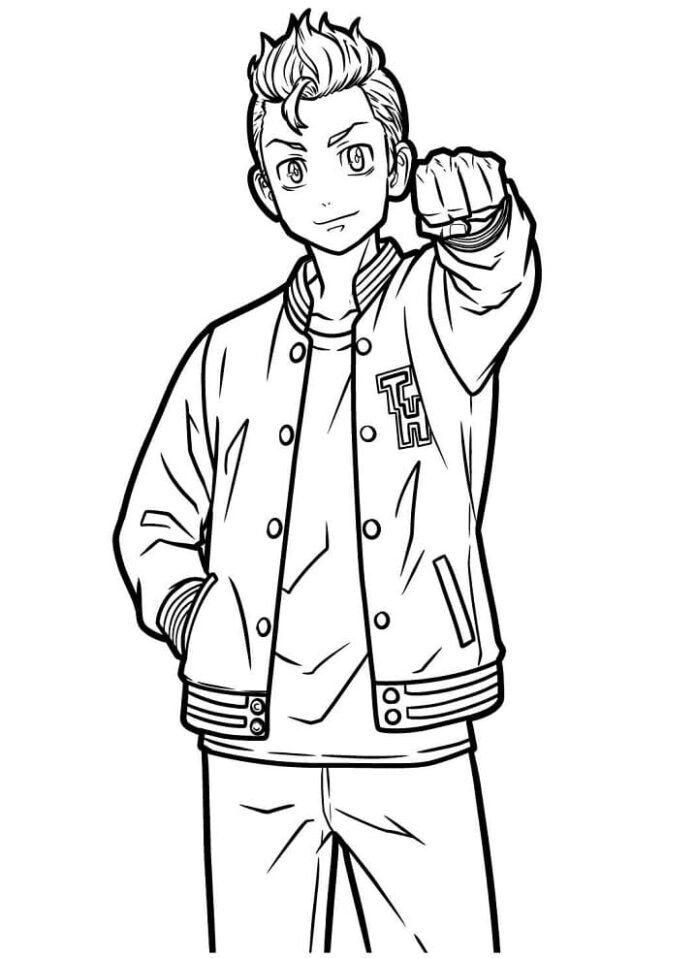 Kolorowanka Chłopiec z anime Tokyo Revengers do druku