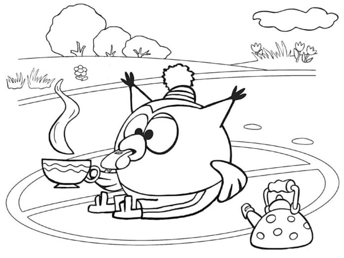 Kolorowanka Czas na herbatę z Kikoriki do druku