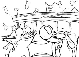 Jedzenie Catdog Kolorowanka Jedzenie Catdog do druku