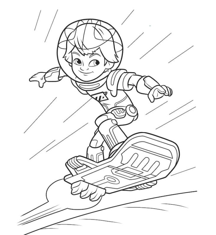 Kolorowanka Kosmiczna deskorolka i Miles Callisto do druku