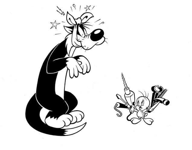 Kolorowanka Kot Sylwester dla dzieci do druku