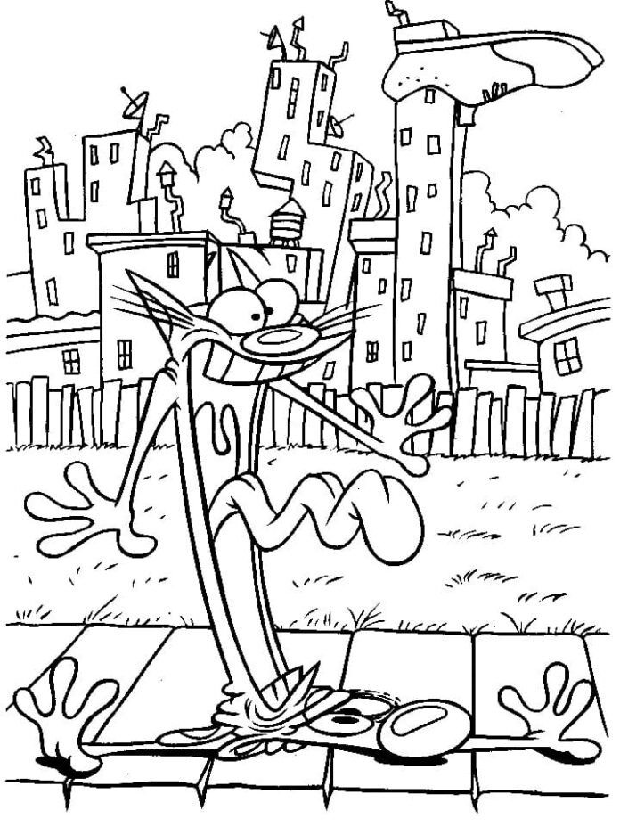 Kolorowanka Kotopies w mieście do druku