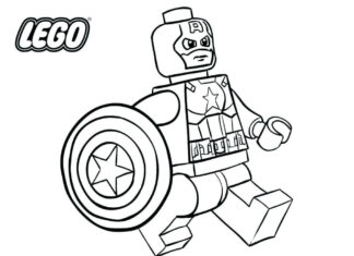 Kolorowanka Lego Captain America dla dzieci do druku