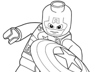 Kolorowanka Lego Captain America z Avengers do druku