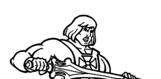 Kolorowanka Postać He-Man z bajki do druku
