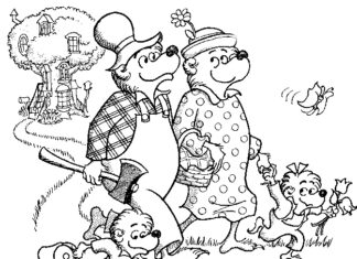 Kolorowanka Postacie Berenstain Bears do druku