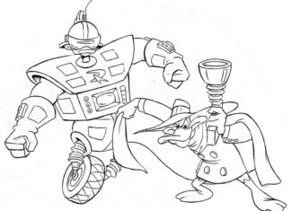 Kolorowanka Robot i Darkwing Duck dla dzieci do druku