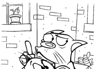 Scena z bajki Catdog Kolorowanka Scena z bajki Catdog do druku