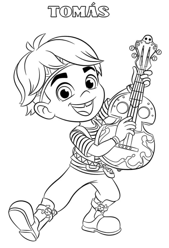 Kolorowanka Tomas gra na gitarze do druku