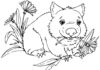 Kolorowanka Wombat zajada się kwiatkami do druku