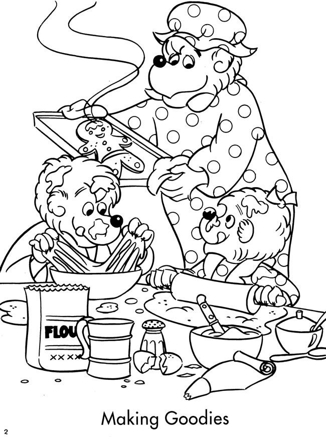 Kolorowanka Zabawy w kuchni Berenstain Bears do druku