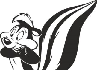 Kolorowanka Zadowolony Pepé Le Pew do druku