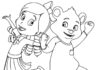 Kolorowanka Złotowłosa i Miś dla dzieci do druku
