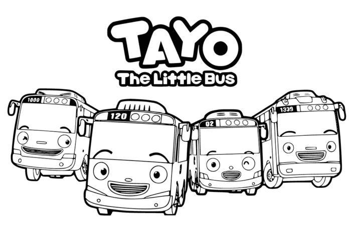 Kolorowanka Autobusy Tayo the Little Bus