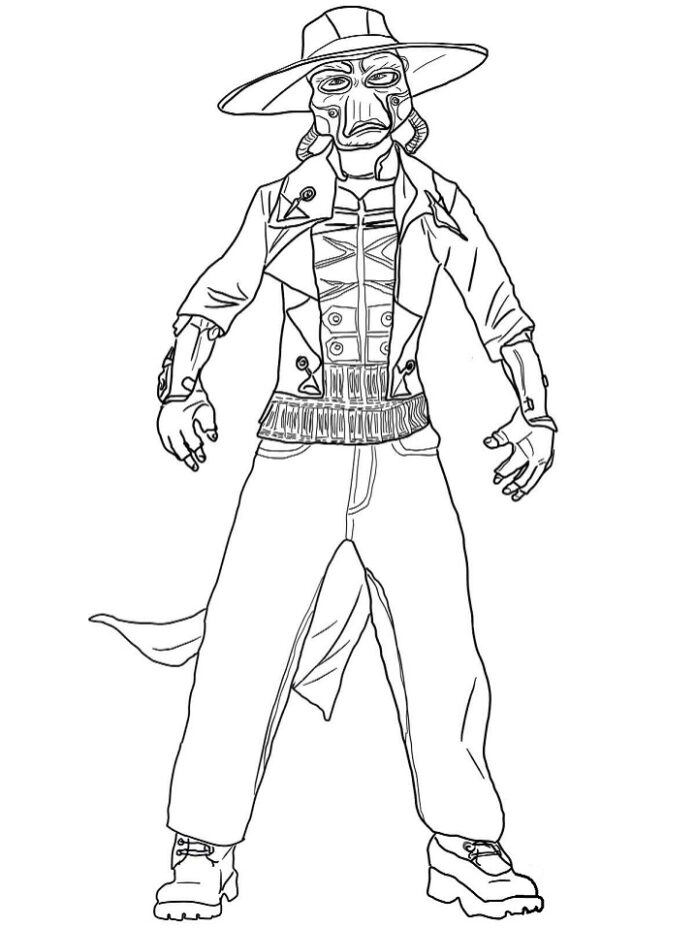 Kolorowanka Cad Bane w kapeluszu do druku