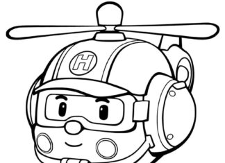 Kolorowanka Helicopter Helly z Robocar Poli