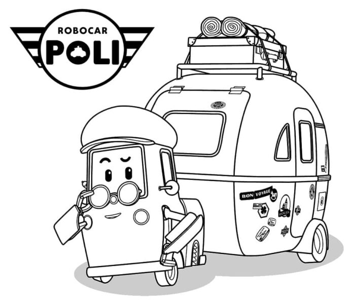 Kolorowanka Logo z Robocar Poli do wydruku