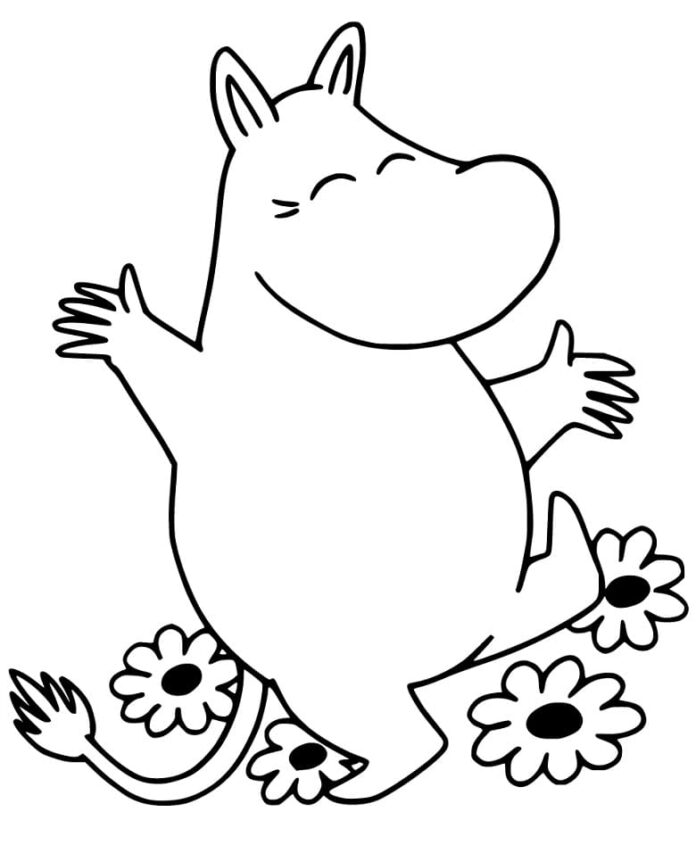 Kolorowanka Moomins i kwiatki