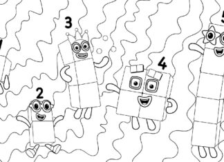 Kolorowanka Nauka i zabawa z Numberblocks do druku