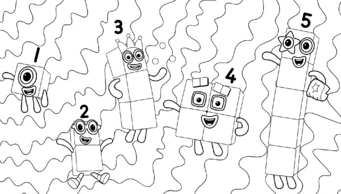 Kolorowanka Nauka i zabawa z Numberblocks do druku