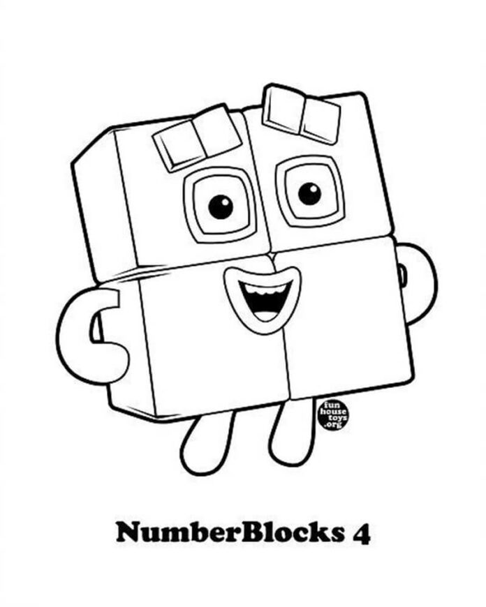 Kolorowanka Numberblocks 4 z bajki