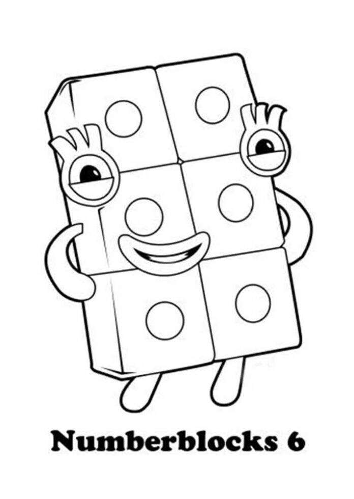 Kolorowanka Numberblocks 6 dla dzieci