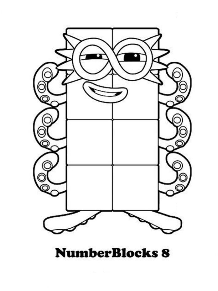 Kolorowanka Numberblocks 8 dla dzieci