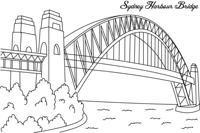 Kolorowanka Sydney Harbour Bridge do druku