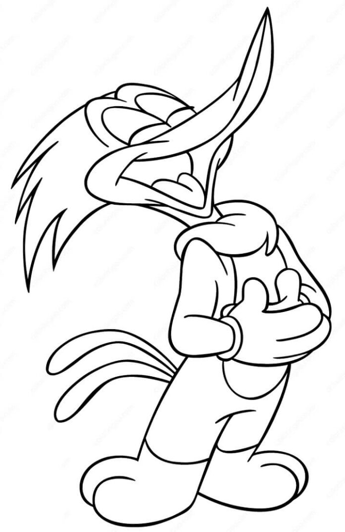 Kolorowanka Woody Woodpecker się śmieje