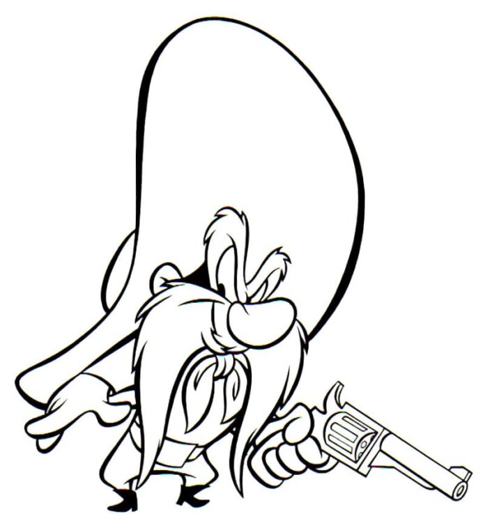 Kolorowanka Yosemite Sam i rewolwer