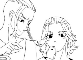 koloorowanka dwie postacie z bajki Tokyo Revengers