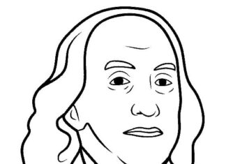 Benjamin Franklin poważny wyraz twarzy kolorowanka Benjamin Franklin poważny wyraz twarzy