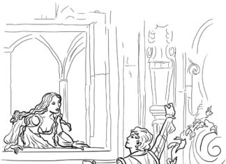 Romeo wspina się do Julii kolorowanka Romeo wspina się do Julii